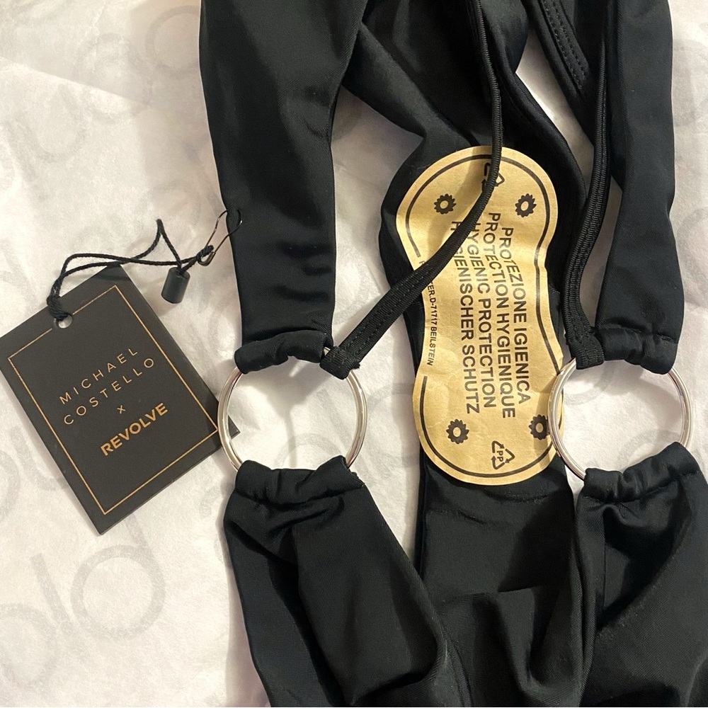 MICHAEL COSTELLO x REVOLVE black silver rings Naja One Piece high cut swimsuit - Picture 4 of 6